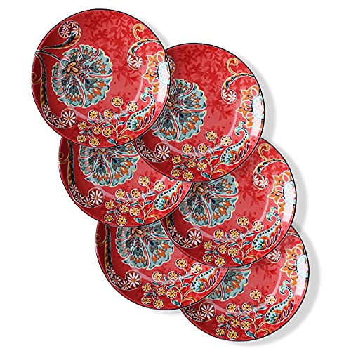 Sonemone Red Farmhouse Floral 18Pcs Dinnerware Set - Service For 4, Salad Plates, Dinner Plates, Appetizer Plates, Cereal Bowls, Microwave & Dishwasher Safe #TOP3
