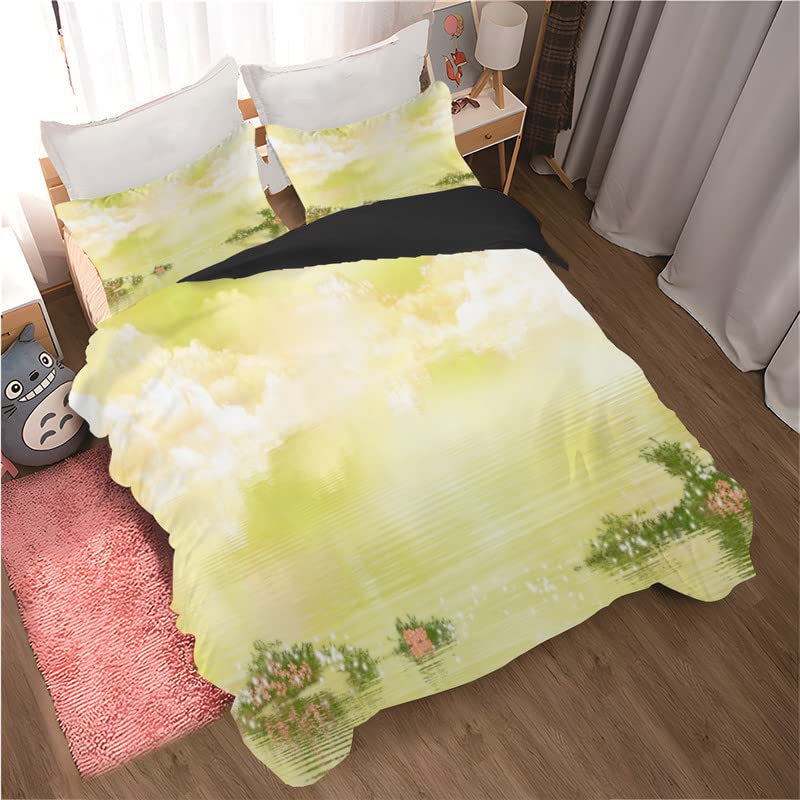Parure de lit 240 x 260 Le Paysage Vert en microfibre 110g/㎡ avec zip
