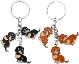 [Gediio] ダックスフンド キーホルダー 2個セット 犬 キーリング かわいい バッグチャーム アクセサリー メンズ レデース ギフト
