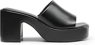 DREAM PAIRS High Chunky Platform Heels for Women Fashion Comfort Slip on Square Open Toe Block Heel Sandals