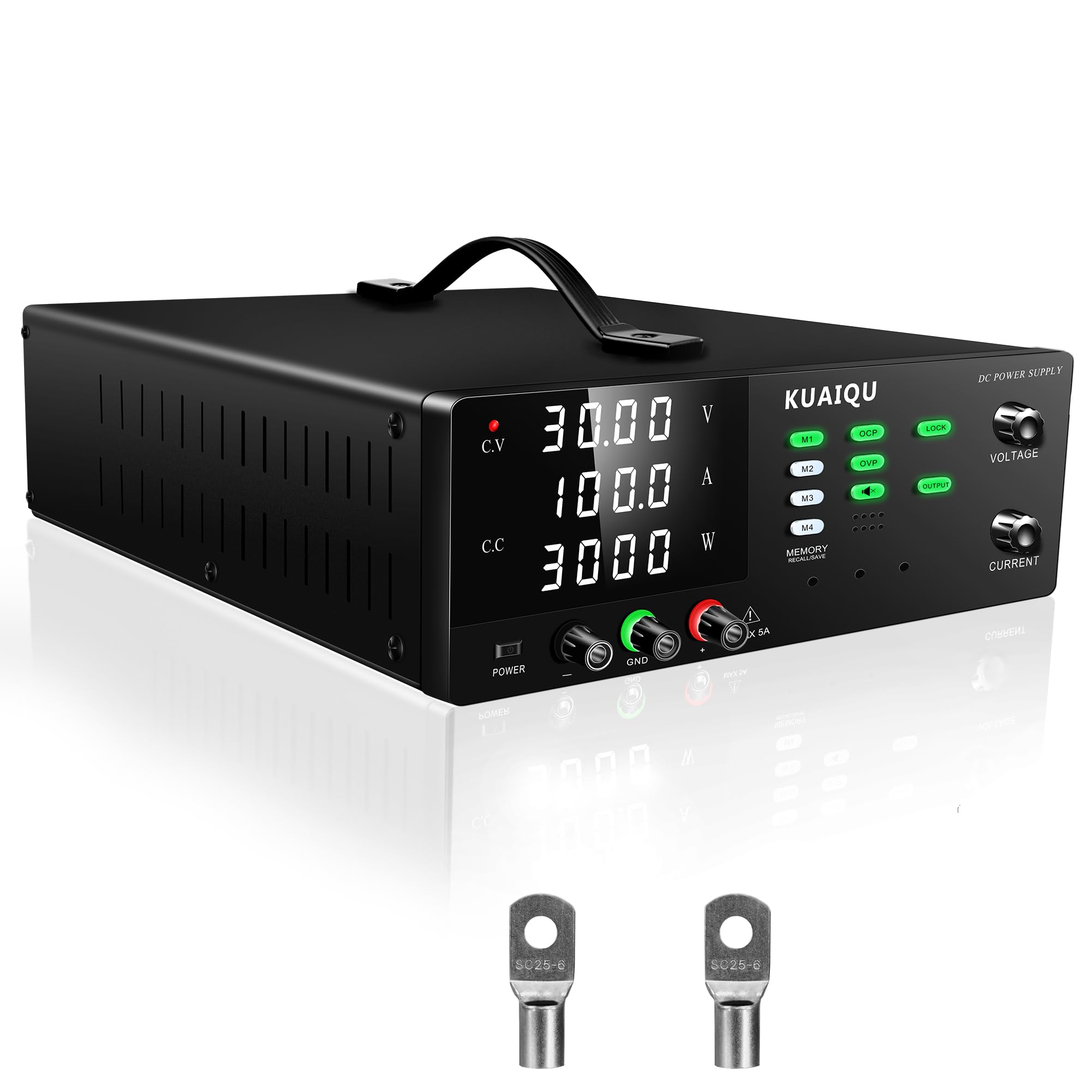 Haute Puissance Alimentation de Laboratoire 30V 100A 3000W Alimentation Laboratoire avec Stockage/OCP/OVP/OUTPUT/Encodeur Alimentation Stabilisée Réglable pour Recharge Batterie/Lampadaires LED
