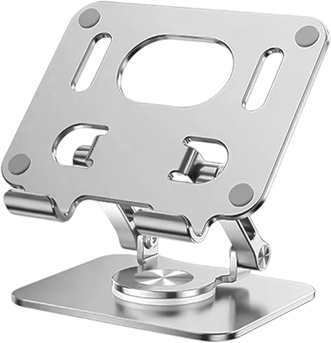 GECAM Soportes para computadora portátil, soporte ajustable para computadora con base giratoria de 360, altura ajustable multiángulo, elevador