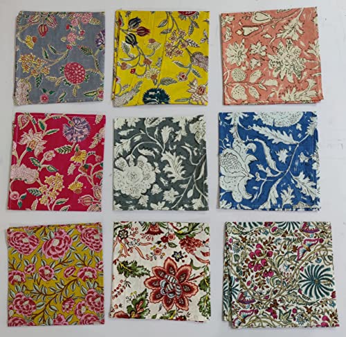 Klavate GEGIZUN 10 Pc Mix Lot Napkin Hand Block Print Napkin 100% Cotton Napkin Handmade 16X16 Inch Jaipuri Printed Dining Table Cloth thumb #6