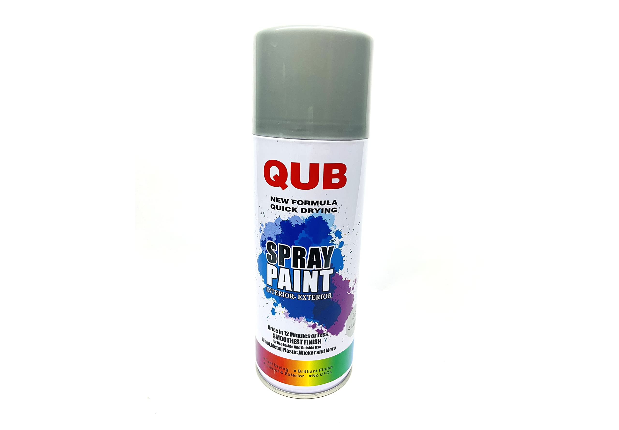 VTRUST Qub Silver Glossy Spray Paint, 650 ml (350 g), Acrylic Lacquer for Metal, Wood, Plastic, Walls, Automotives