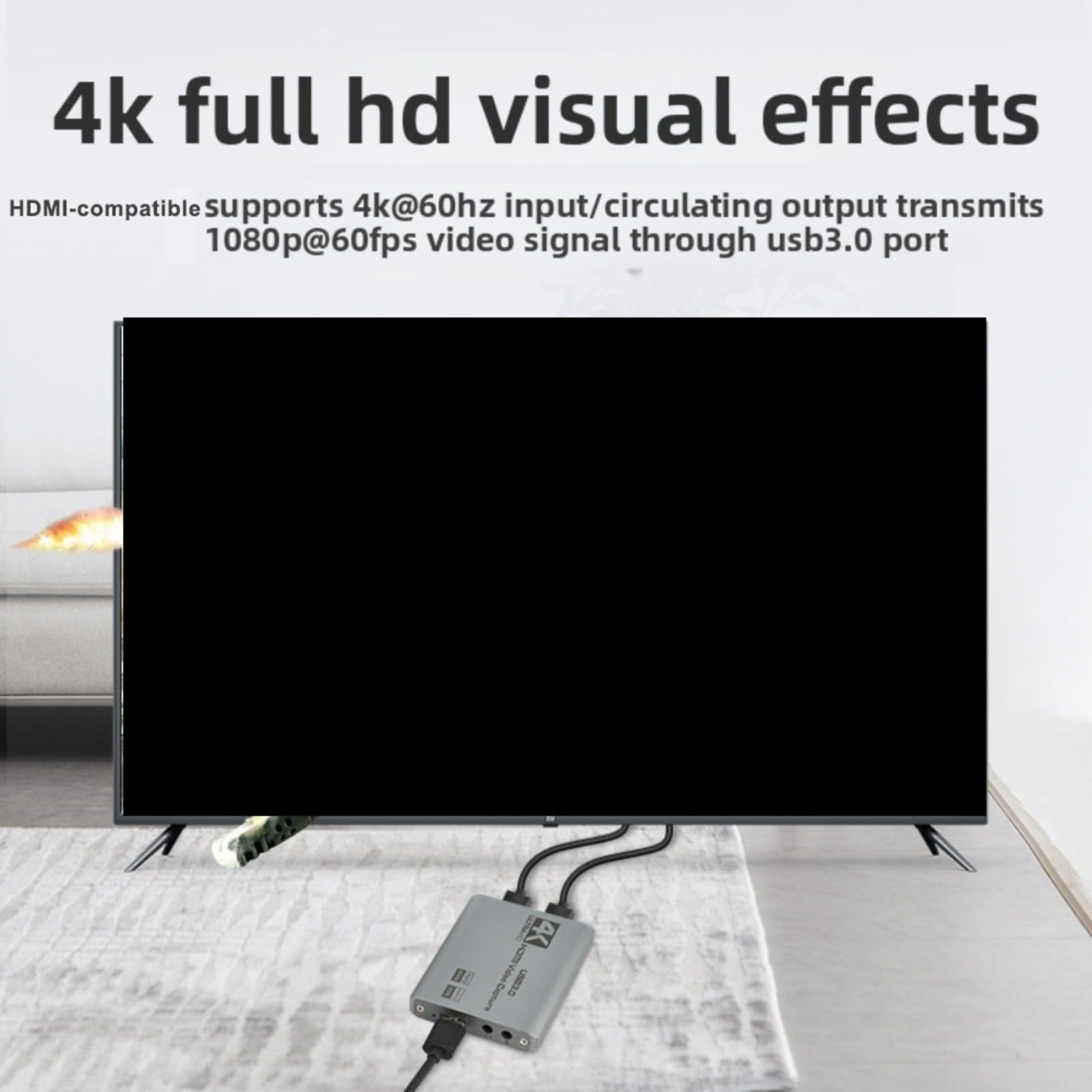 Scheda di acquisizione video 4K 60Hz con loop-out compatibile con switch Nintendo e PS5, design compatto ABS per streaming di giochi per sessioni (4K)