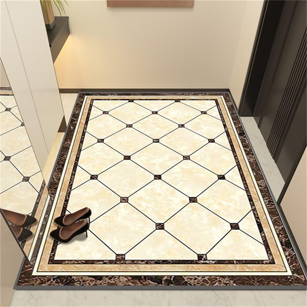 Tapis de chambre ado fille beige 120x160cm à motif écossais moderne