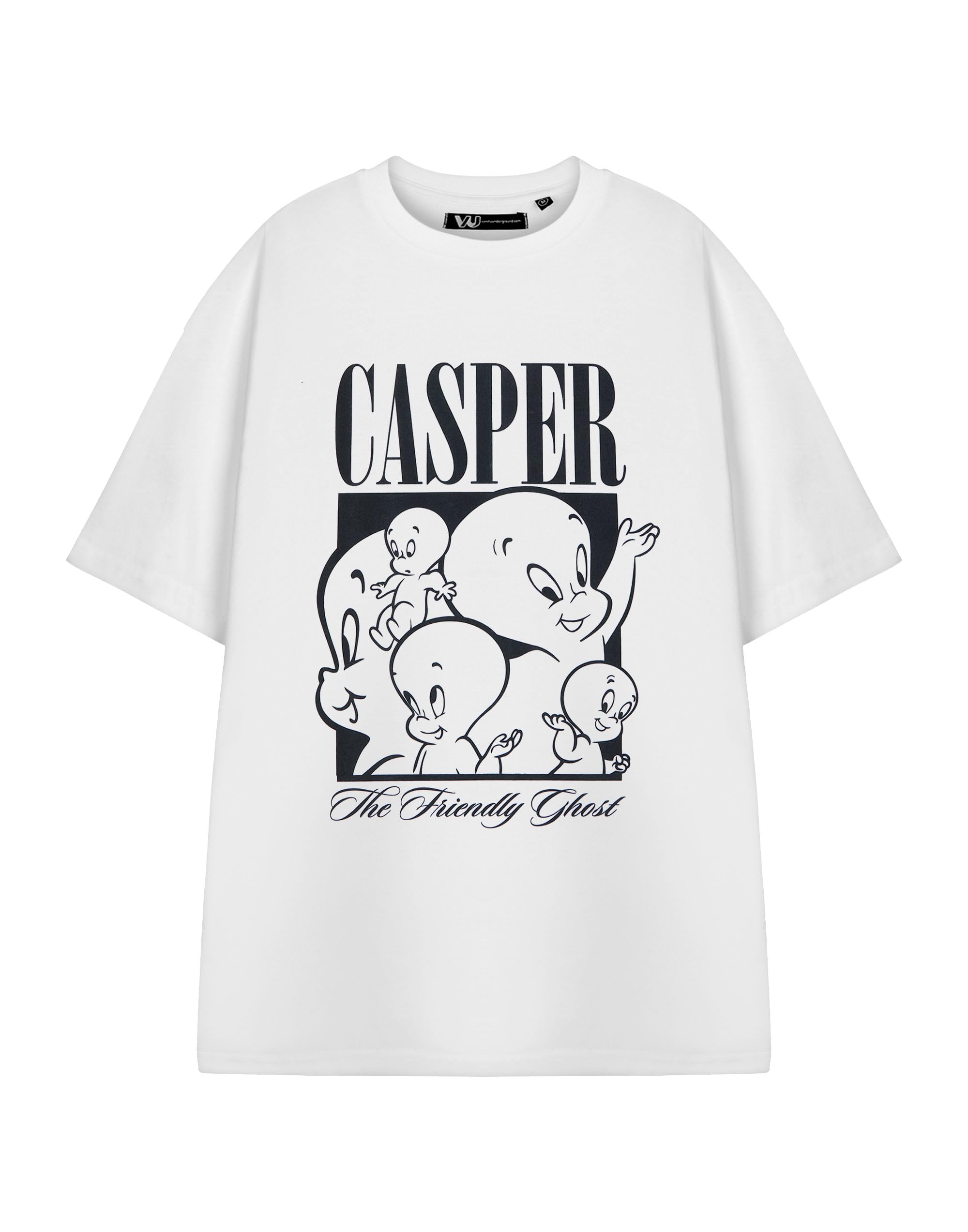 Vanilla Underground Unisex White - The Friendly Ghost Casper White T-Shirt | Friendly Ghost Graphic Tee | Short Sleeve Top For Adults | Retro Cartoon Apparel For Men And Women | Classic Character Movie Merchandise Gift