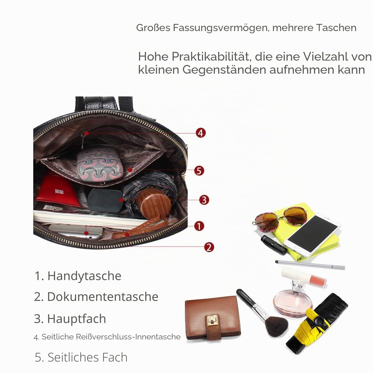NICOLE & DORIS Damen Rucksack Casual Rucksack für Damen wasserdichte Handtasche für Frauen Rucksäcke Kunstleder