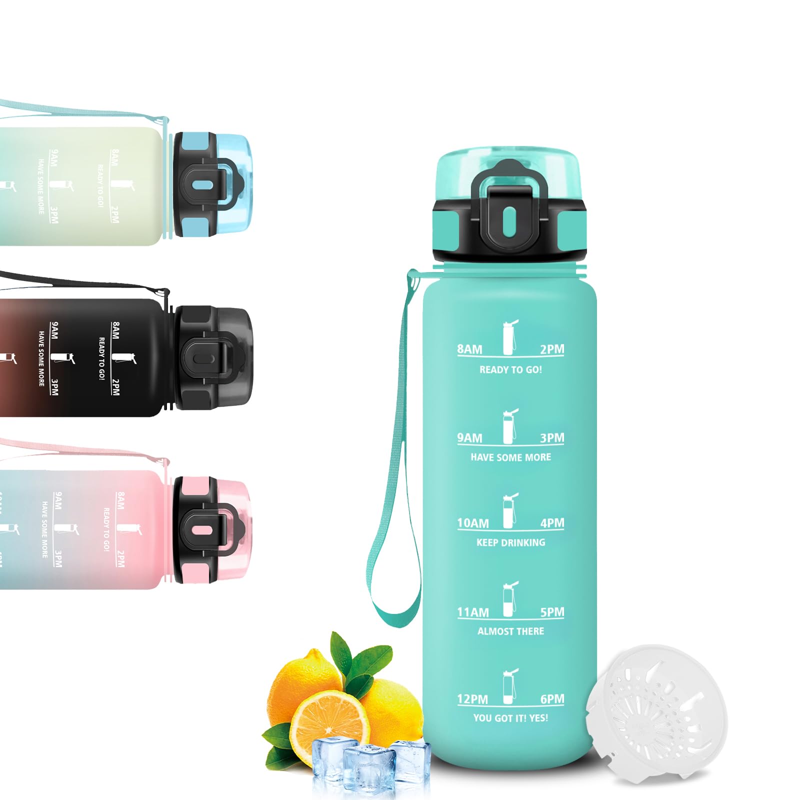 Mujigaga 500ml Water Bottle, Boraccia Leakproof, Motivational Boraccia, Easy Carry, Graduated Bottle, Easy Clean, Hourly Bottle for Sports, Fitness, School, Girl — image 1