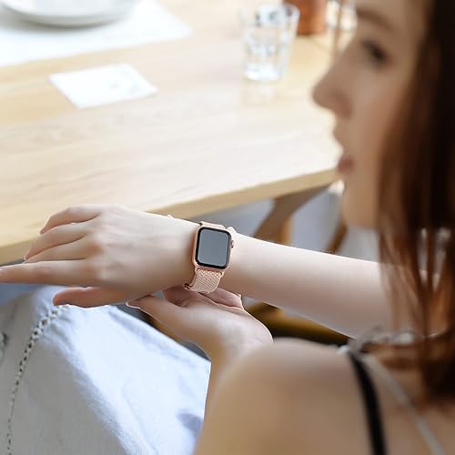 Miniatura 4 de Merlion Stretchy Braided Solo Loop Compatible with Apple Watch Band 38mm 40mm 41mm 42mm 44mm 45mm 49mm, Sports Adjustable Elastic Straps for iWatch