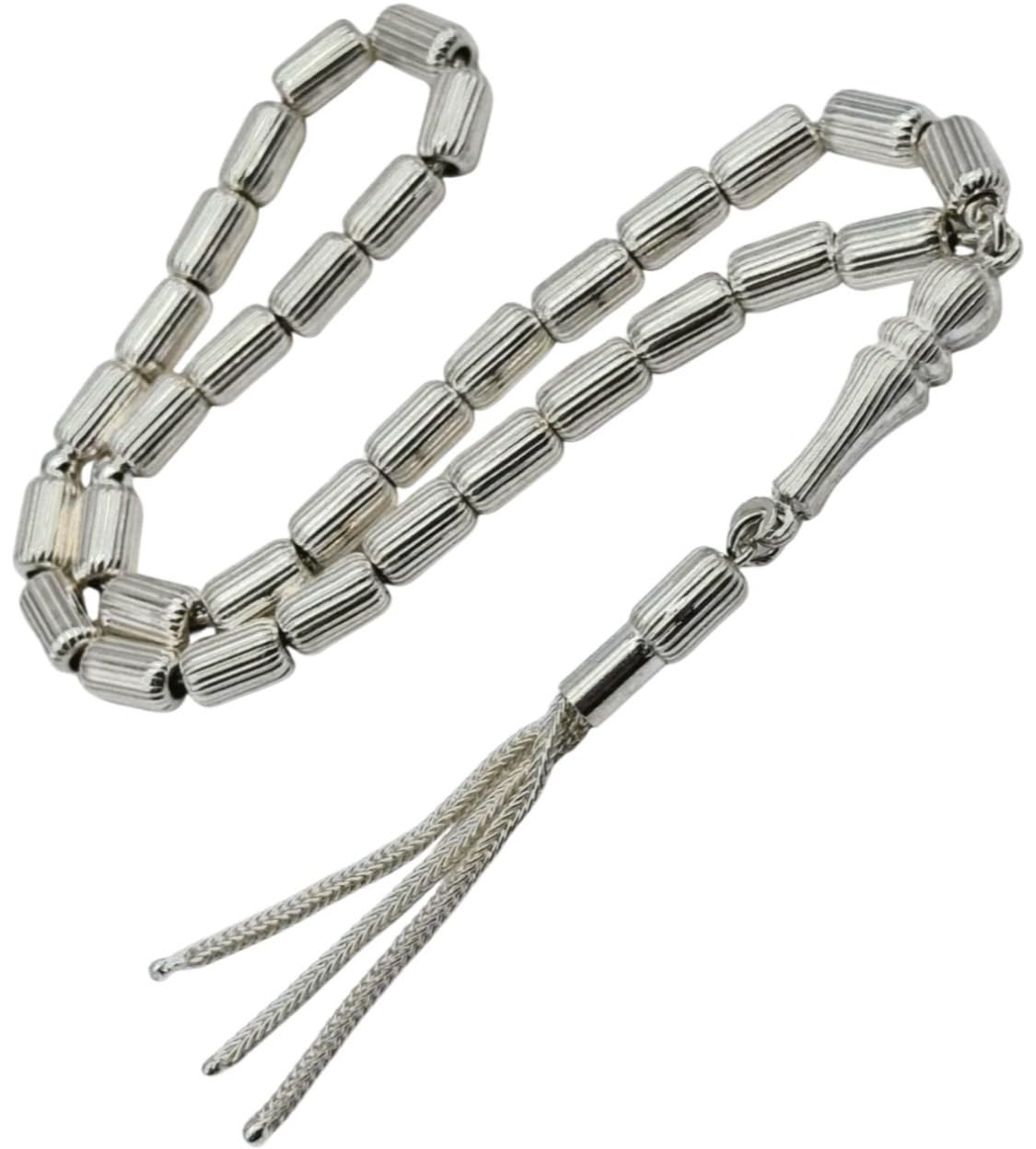 Generisch Gebetskette aus 925 Silber Tesbih Gümüş 30gr Büyük Çizgi Kapsül 925 ayar Gümüs Kapsül kesim Tespih Subha Misbaha Rosary Geschenkidee mit Geschenk Box