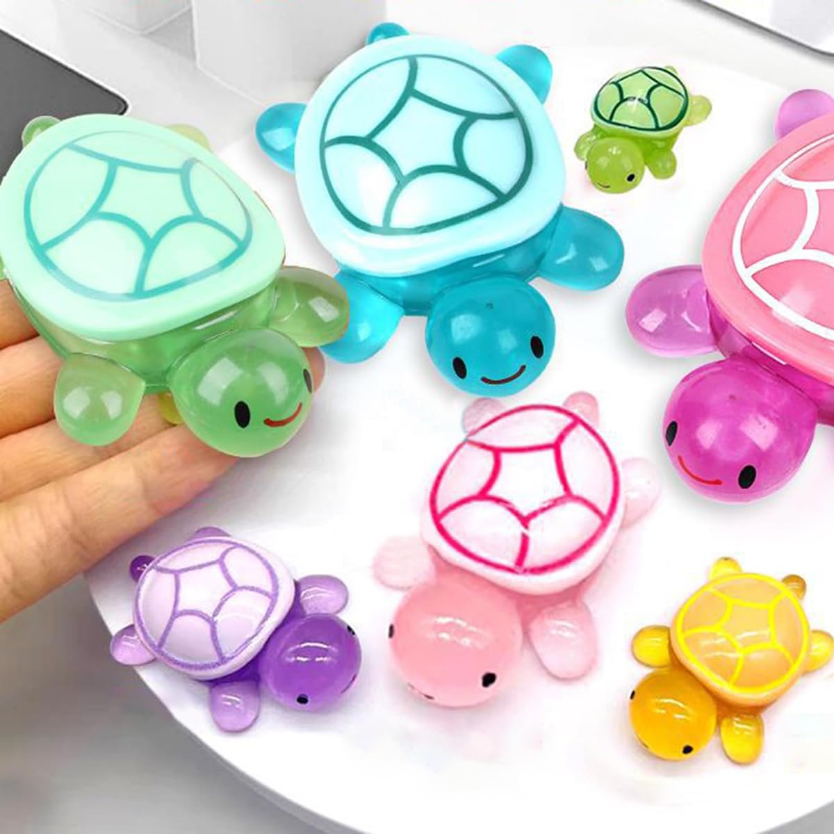 EHOTER Mini Animals Turtles Night Glow Aufbewahrungsbox Schöne leuchtende Schildkrötenbox zur Aufbewahrung von Spielzeug, Heimdekoration, niedliche
