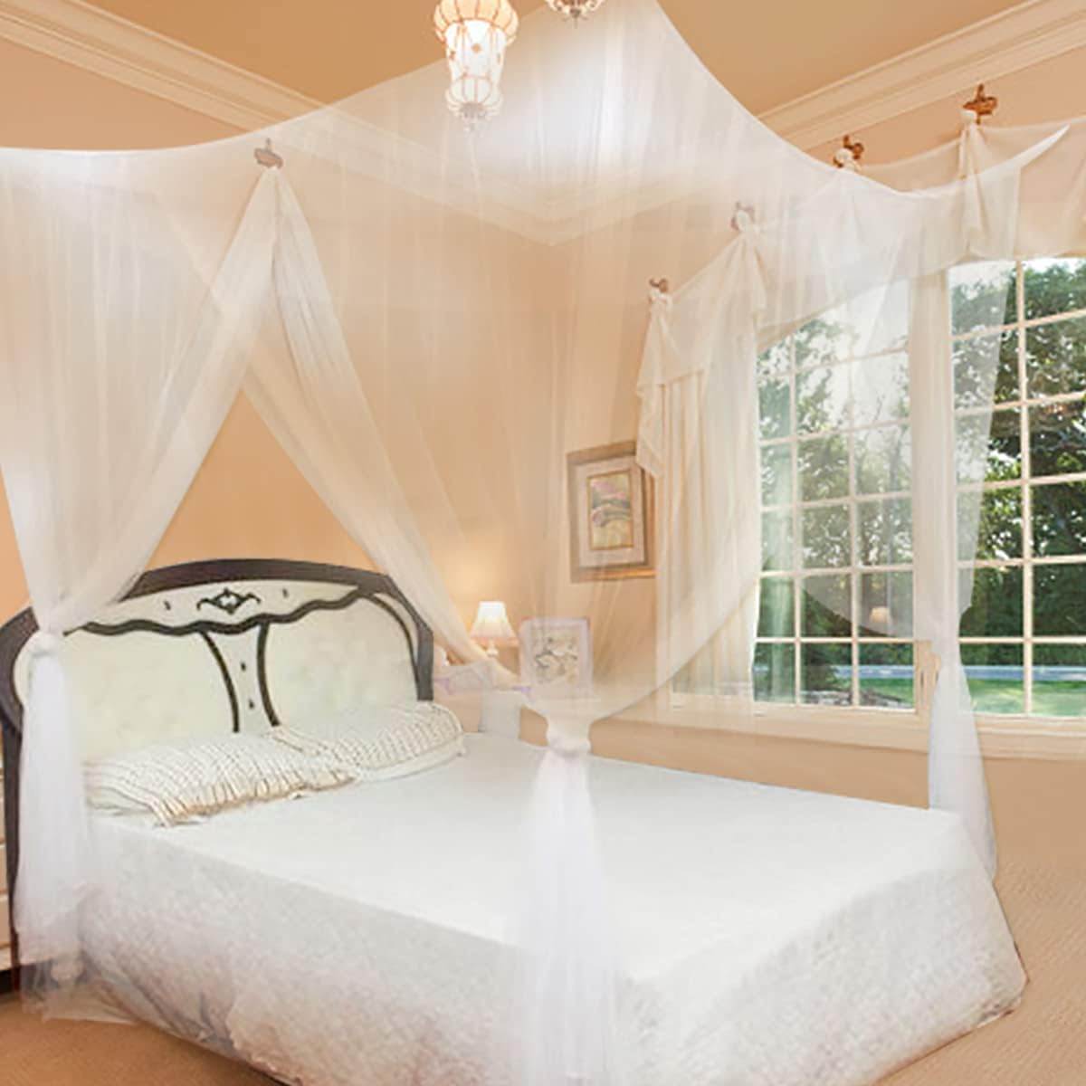 Mosquito Net, Four Corner Post Bed Canopy Mosquito Net Full Queen King Size Bedding