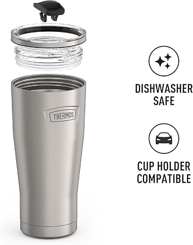 Miniatura 3 de THERMOS ICON SERIES, vaso frío de acero inoxidable con cierre deslizante, 24 onzas, acero inoxidable mate