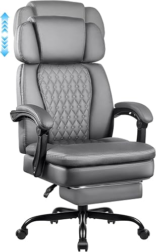 Miniatura 11 de LEMBERI Silla de oficina ejecutiva de 400 libras con reposapiés, silla de escritorio ergonómica resistente para personas grandes y altas, respaldo
