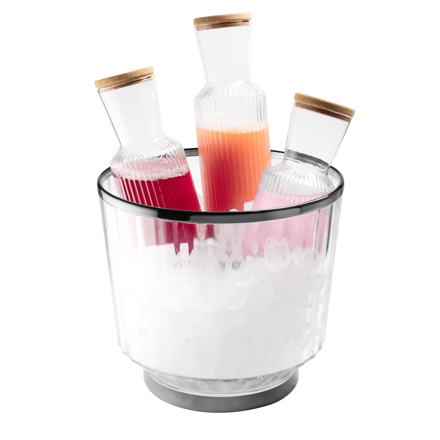 APS 36160 « AUREO » Seau à vin/à champagne, Ø 28 cm, H : 25 cm, 10 litres, polycarbonate, bord + anneau de fond, aspect bronze à canon, revêtement galvanisé, empilable