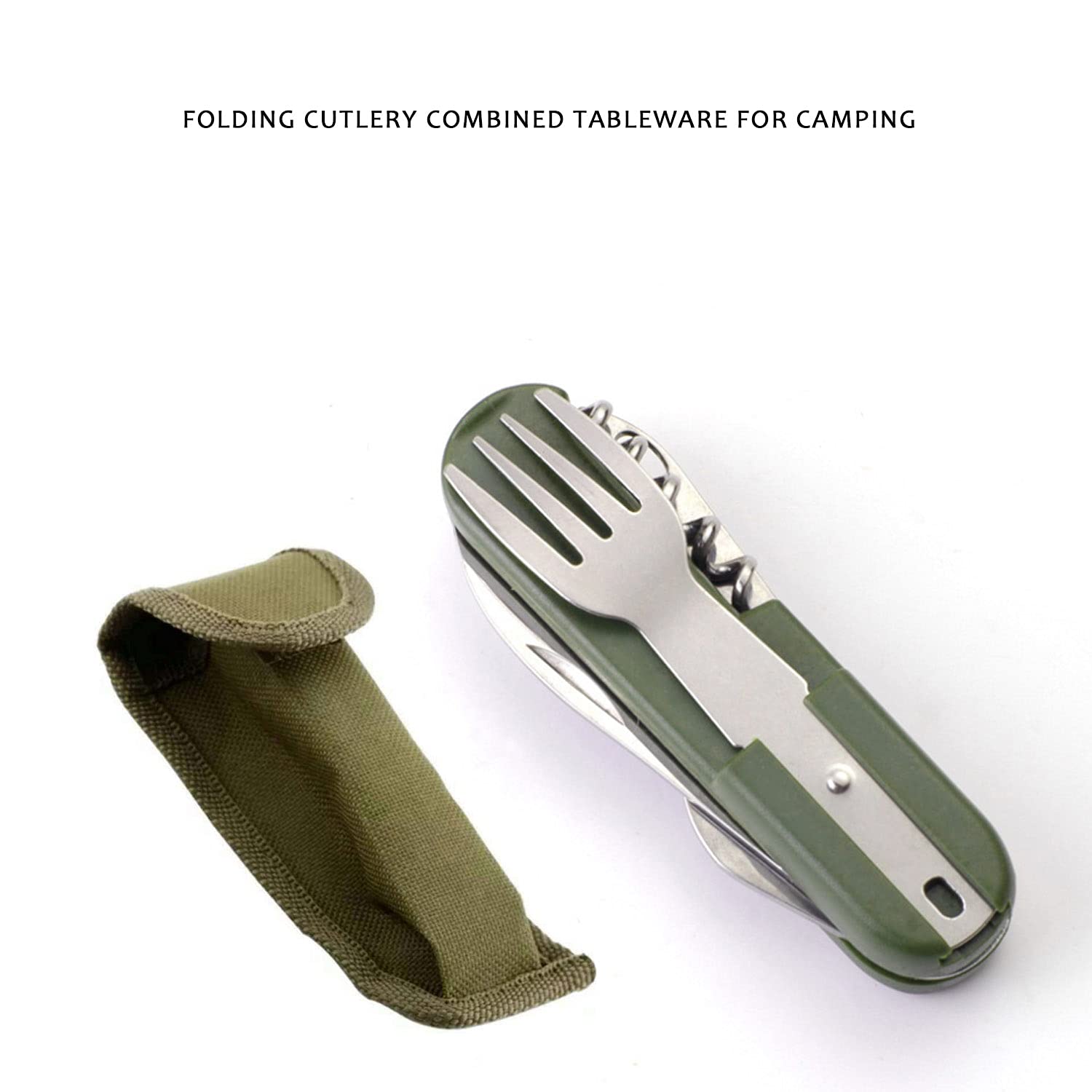 Camping Besteck Set Abnehmbare Edelstahl Faltbar Tragbar Camping Besteck Camping Utensils Faltgeschirr Abnehmbare Outdoor Reiseutensilien Set mit Aufbewahrungstasche für Reisen Camping Picknick