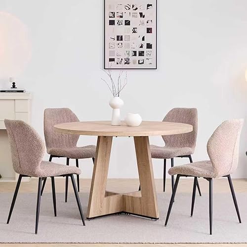Miniatura 9 de Juego de mesa de comedor redonda para 4 personas con sillas, mesa de cocina y sillas, juego de mesa de comedor, silla moderna de mediados de siglo