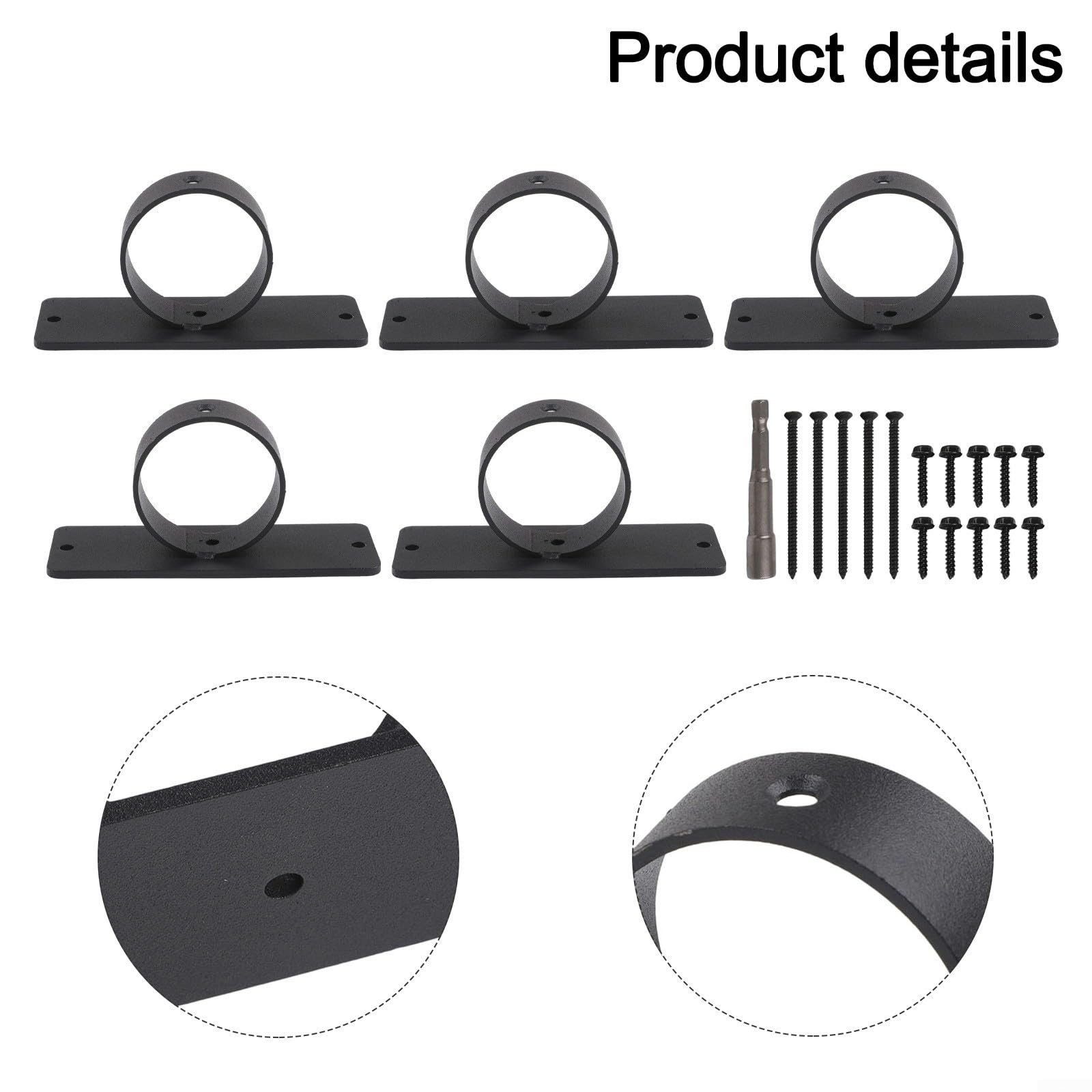 Soportes para valla de cuerda, acero inoxidable 304, para barandillas de cuerda de jardín y patio, 12 x 5 x 4 cm, color negro, juego de 5 piezas