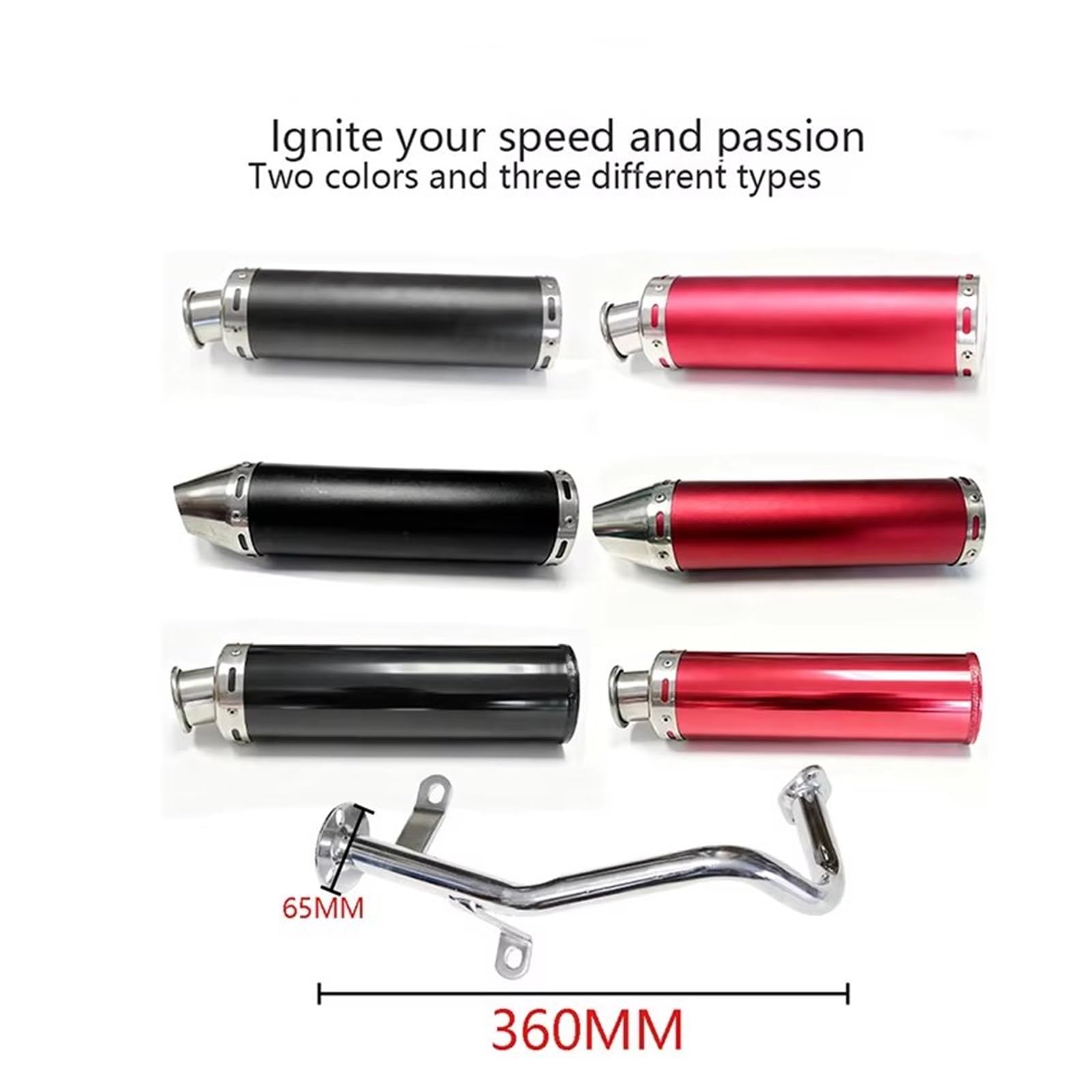 silencioso escape moto Para GY650 tubo de escape | Tubo silenciador de escape para motocicleta Scooter tubo aleación aluminio modificado para motocicleta(Red2)