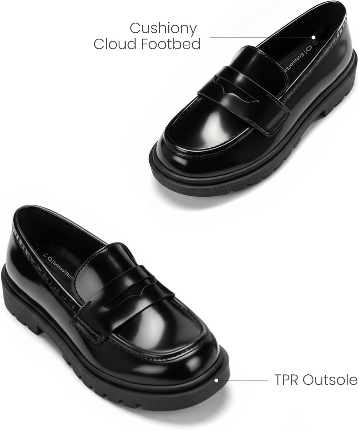 PATPAT Unisex Kids Boys Girls Hook and Loop Penny Loafers Chunky Platform Slip On Loafer Dress Shoes for School Wedding Birthday Party Prom - Image 4