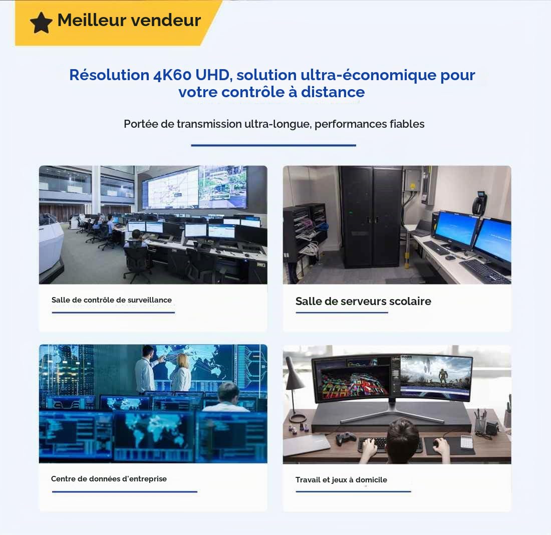 PremiumCord Extendeur KVM HDMI 4K avec USB 2.0 jusqu'à 120 m sur LAN, Over IP, Cat5/5e/6, UHD 4K 2160p 60 Hz, Full HD 1080p, 4:4:4, HDMI 2.0, HDCP 2.2, Boîtier en Aluminium Robuste