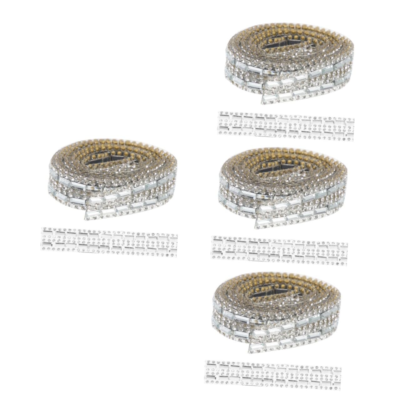 STOBOK4 Rolls Glass Rhinestone Band Gem Stickers Rhinestones for Crafts Acrylic Rhinestones Crafted Rhinestone Ribbon Wedding Stickers for Favors Hardwear Self-adhesive Rectangle Bride