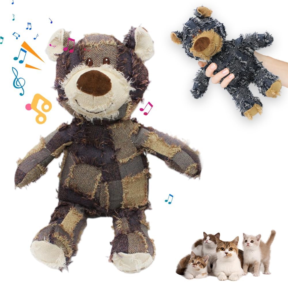 Indestructible Robust Bear, Soft Squeaky Dog Chew Toys, Stuffed