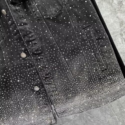 Mens Denim Vests Sleeveless Party Rhinestones Button Down Jean Vest Jackets4