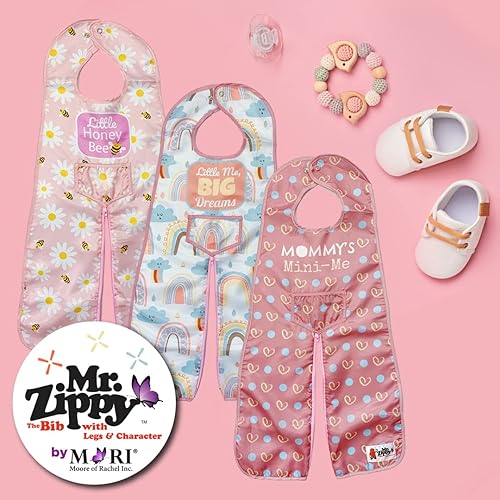 Miniatura 6 de Moore of Rachel's Mr. Zippy - Babero impermeable de cuerpo completo súper suave en bonitos diseños para bebés de 6 a 36 meses (rosa MMMe)