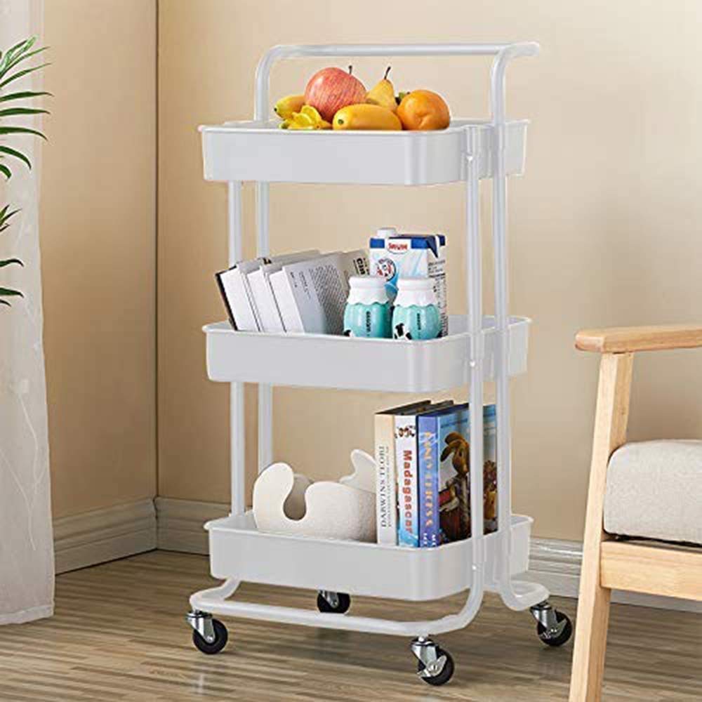 Storage Trolley Cart 3 Tier Rolling Utility Organizer Rack, Craft Art