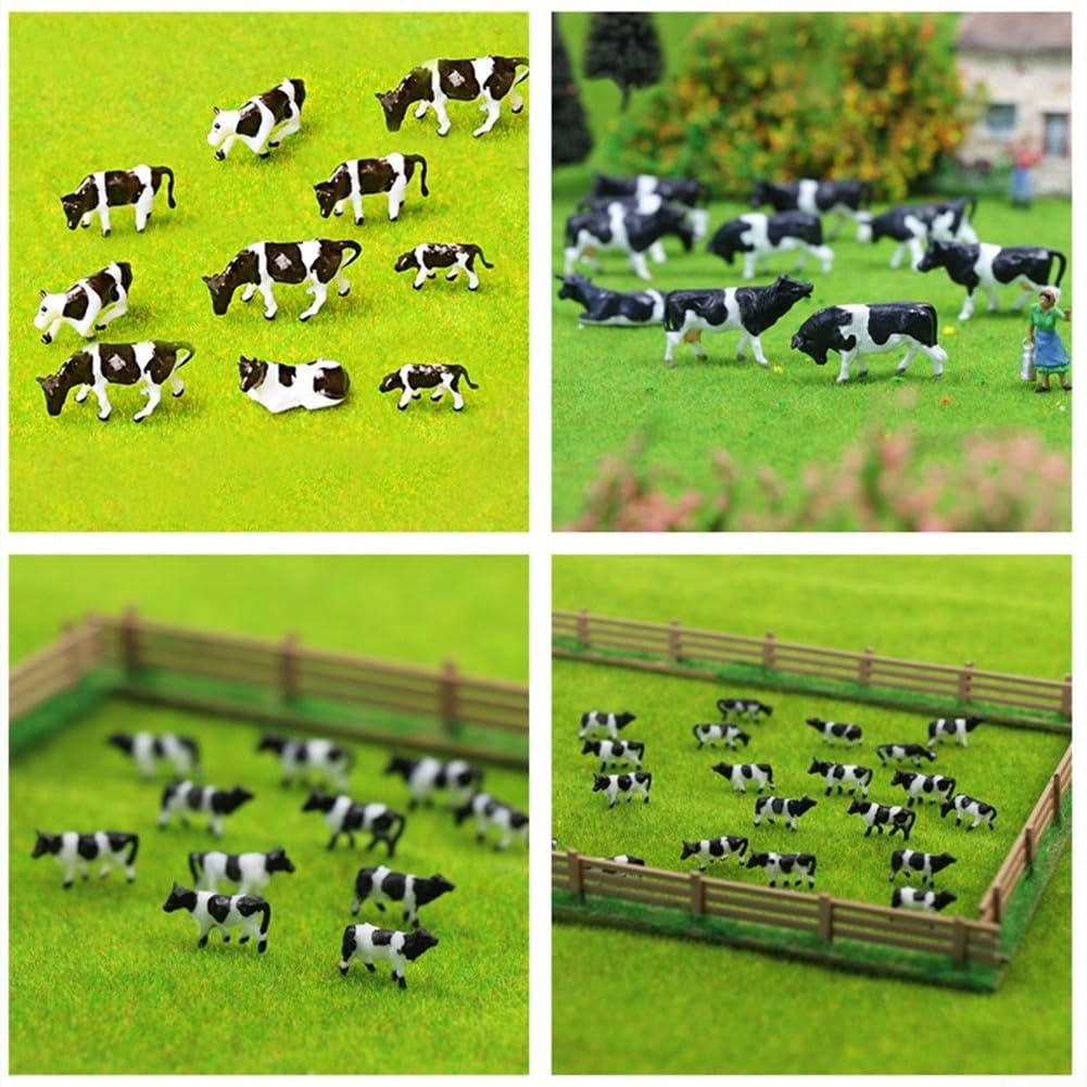 Lot de 60 figurines de vache à l'échelle N, idéales pour les modèles réduits de chemin de fer et le design, fabriquées en plastique
