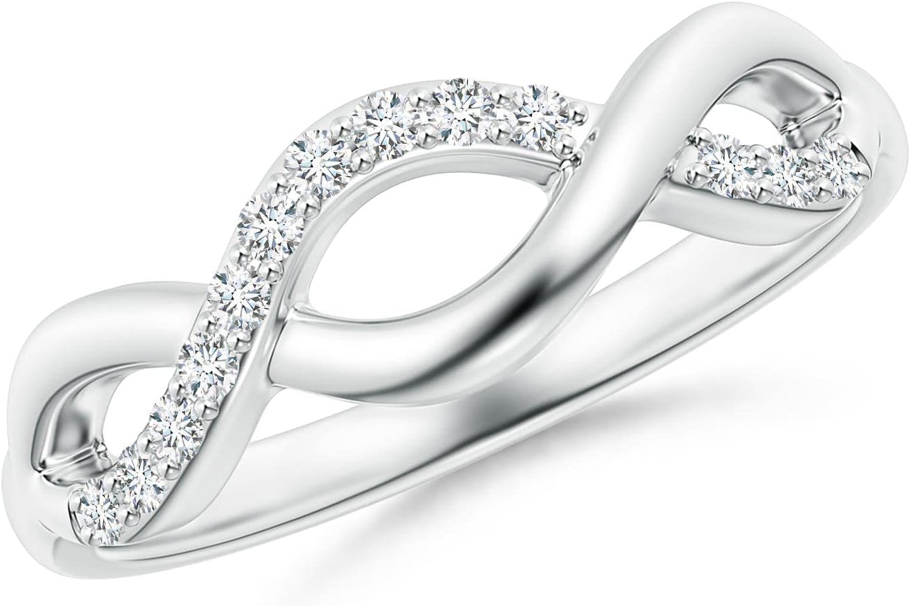 Angara Single Sided Diamond Criss-Cross Infinity Ring in Sterling Silver | Natural Diamond Stackable Ring for Women | April Birthday, Anniversary Jewelry Gift