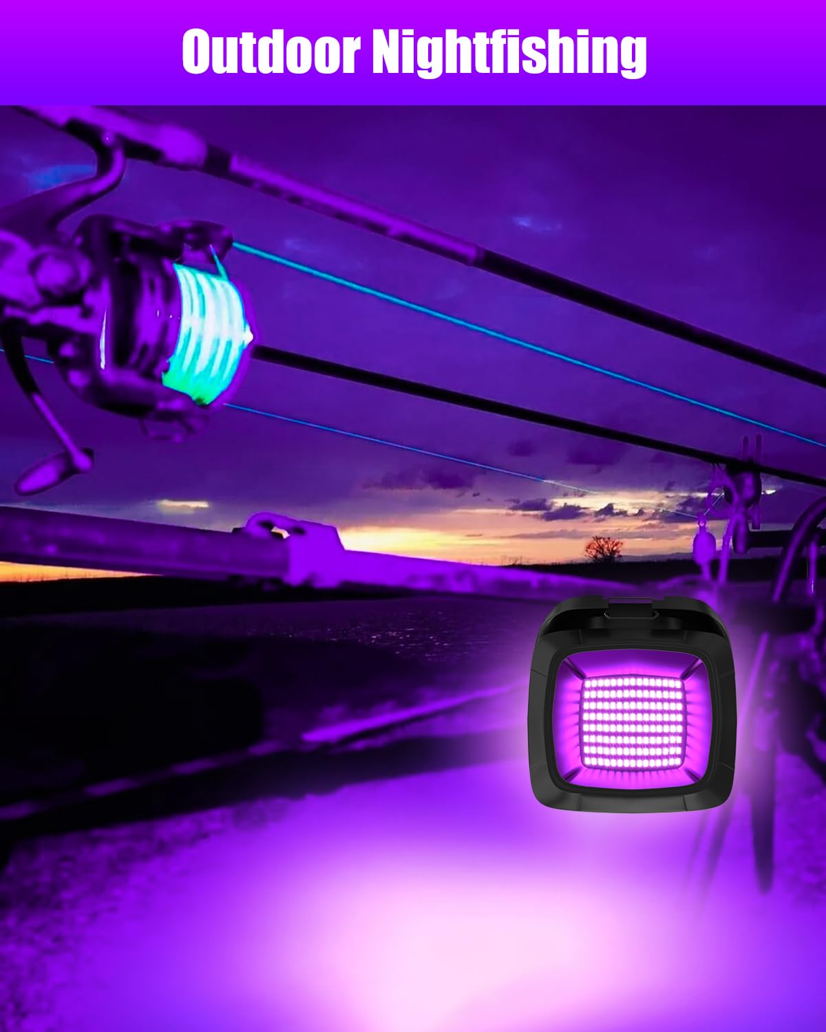 Schwarzlicht Strahler Mit Akku, 6000mAh LED Baustrahler Akku UV Schwarzlichtlampe Wiederaufladbar Ultraviolettes Licht für Halloween Poster Party Angeln Camping, 2 Pack