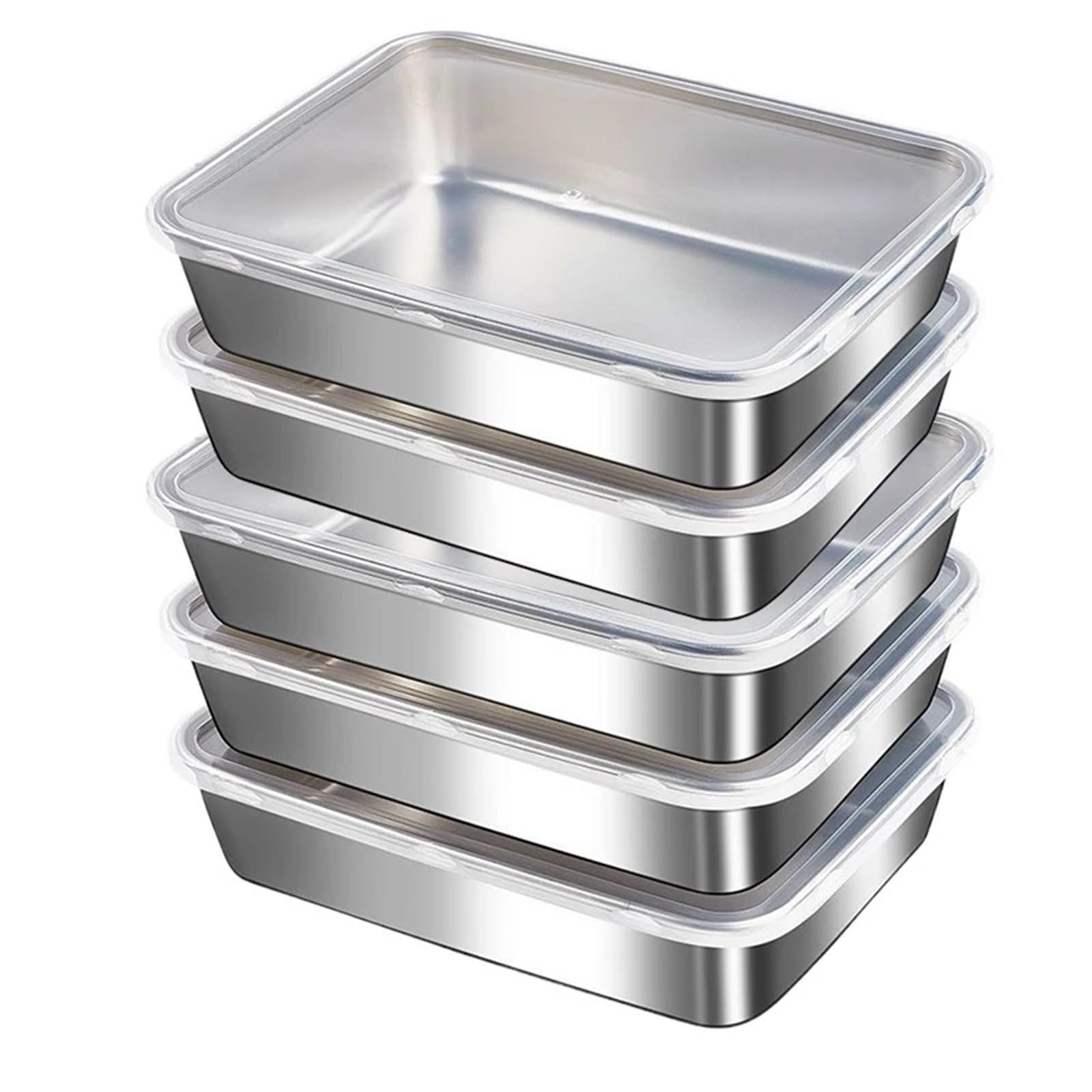 UBOHUZ 6PCS Stainless Steel Preservation Box With Lid,Food-grade Sealed,Square Meal Prep Container,Bento Compartment Container Sets(L)
