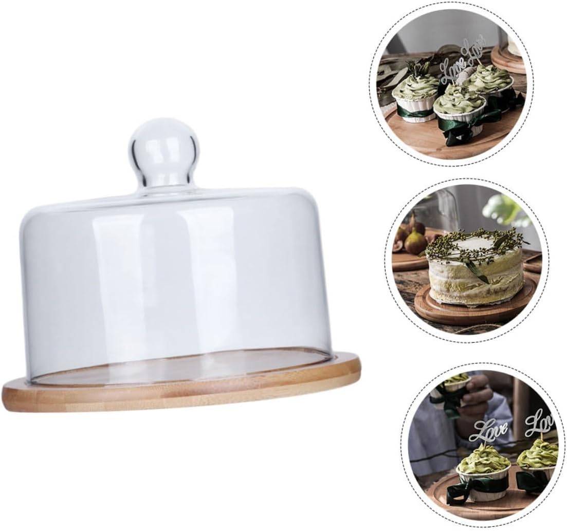 Glass Cake Cover with Large Tray, Dessert Protecting Dome, Food Glass Cover for Party Display and Fresh-keeping