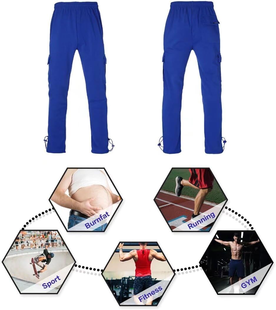 Mens Fleece Cargo Sweatpants Multi-Pocket Loose Casual M-5XL Tall and Big Size - Image 4