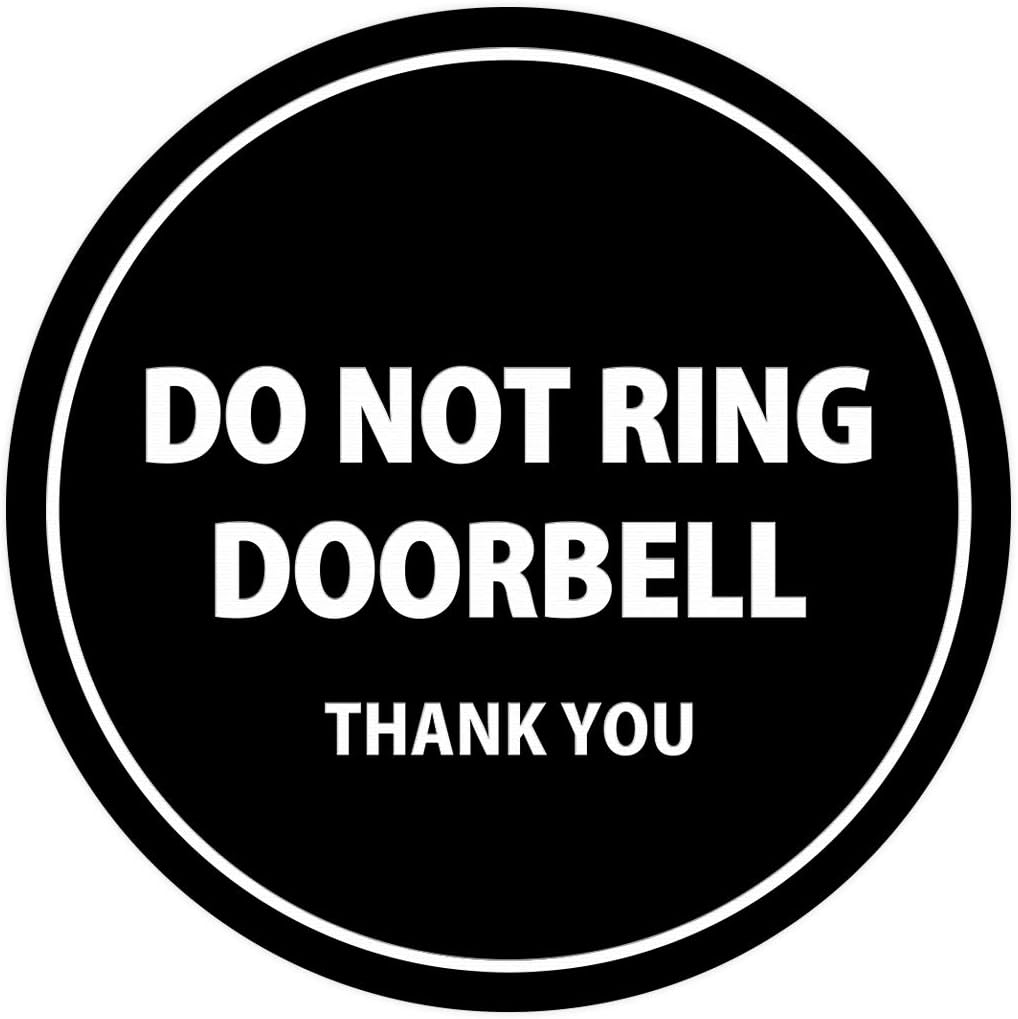 Signs ByLITA Circle Do Not Ring Doorbell Sign (Black/Silver) - Large