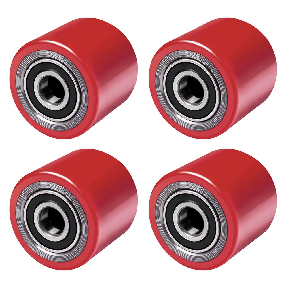 4 pezzi di ruote per carrello in poliuretano 80 x 50 mm, asse 20 mm con cuscinetti a sfera, Ruote di ricambio per carrello, Max. Carico 500 kg