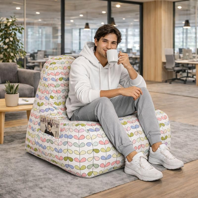 Image of Style Homez Hackey Cotton Canvas Abstract Printed Bean Bag XXL Size Filled with Beans Fillers