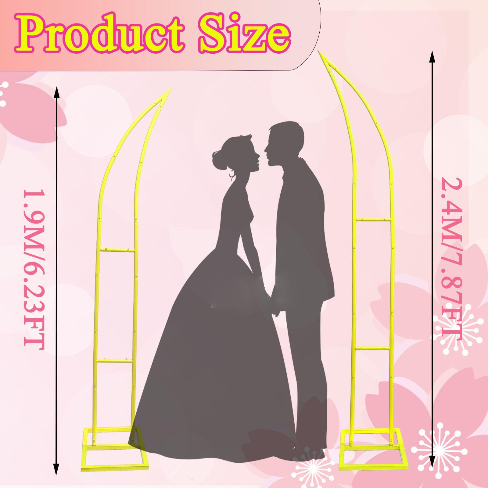 PADTIC Wedding Arch Set - 2 Gold Curved Top Arch Backdrop Stand for Ceremony, Baby Shower, Birthday Party, Anniversary, Graduation Decorations