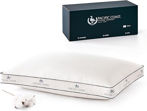 Miniatura 10 de Pacific Coast - Juego de 2 almohadas de plumas y plumón de ganso para personas que duermen de lado o de espaldas, tamaño King, 100% funda de algodón