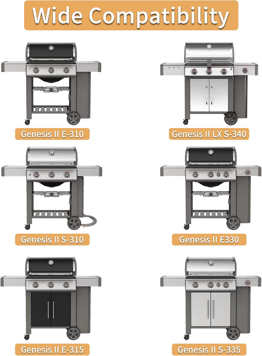 SHINESTAR 18.75" Grill Grates Replacement for Weber Genesis II/LX 300 Series with 3 Burner Gas Grills, Genesis II E-310 SE-310, LX E/S-340, Stainless Steel, 66802 & 66095, 2-Pack