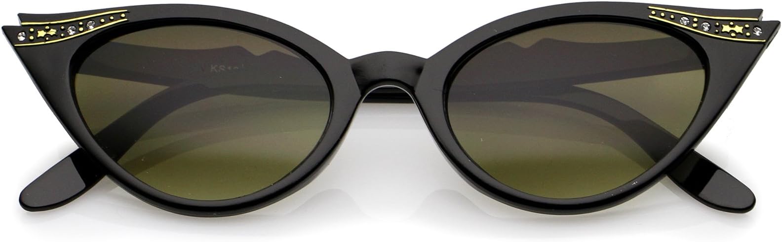 zeroUV - 50s Vintage Cat Eye Sunglasses for Womens with Rhinestones Pinup Girl Clothing Rockabilly Accessories (Black)