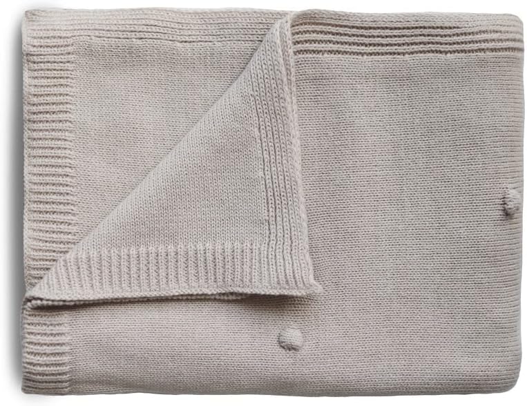 Mushie Knitted Baby Blanket, Textured Dots Off White Melange