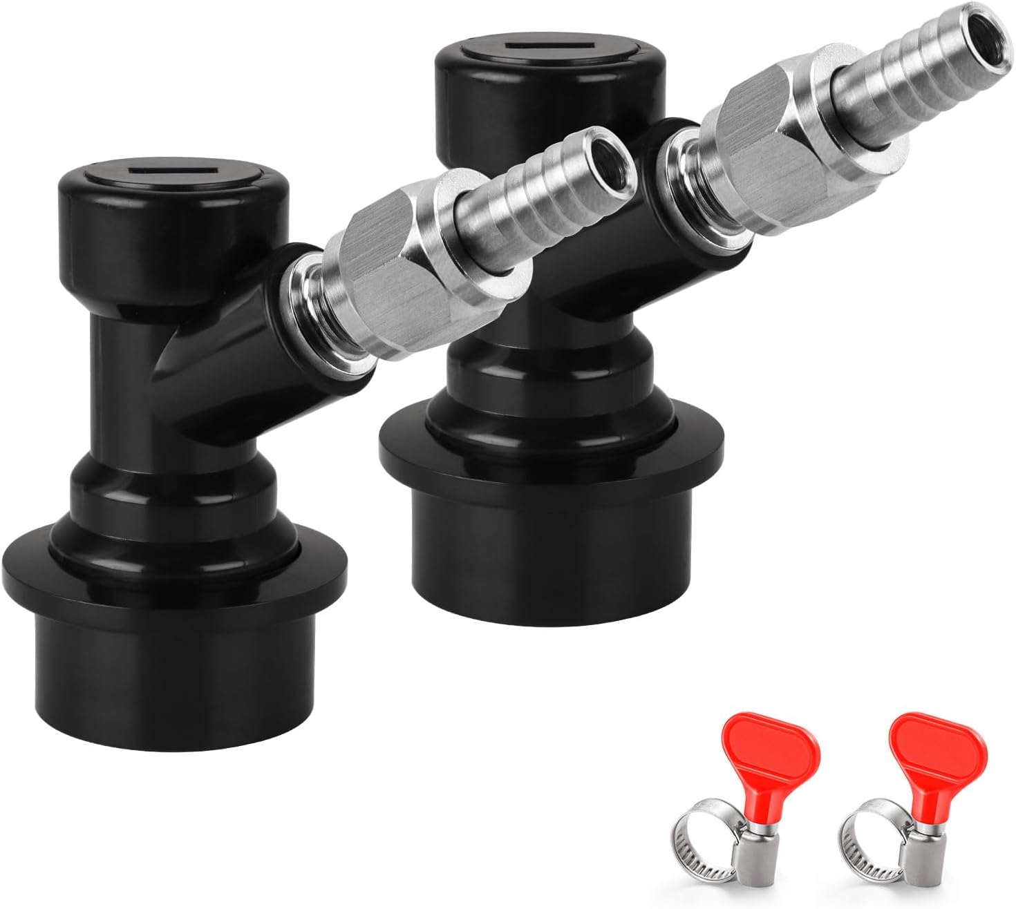 2Pcs Ball Lock Disconnect Fittings with 1/4" Stainless Steel Liquid Barb
