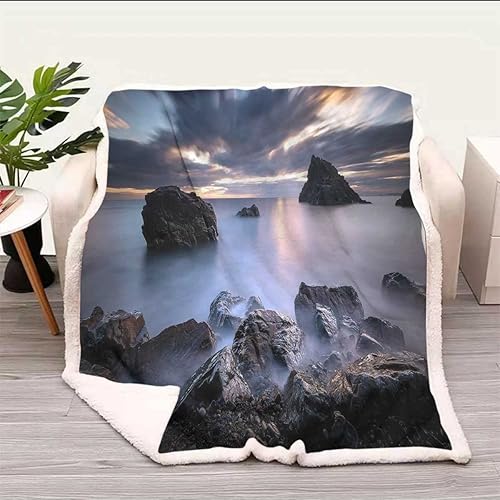 Miniatura 5 de Marble Texture Cobijas Calientes para Invierno Flannel Blanket Soft & Cozy for Sofa Bed Couch Throw Size 51In x 59In