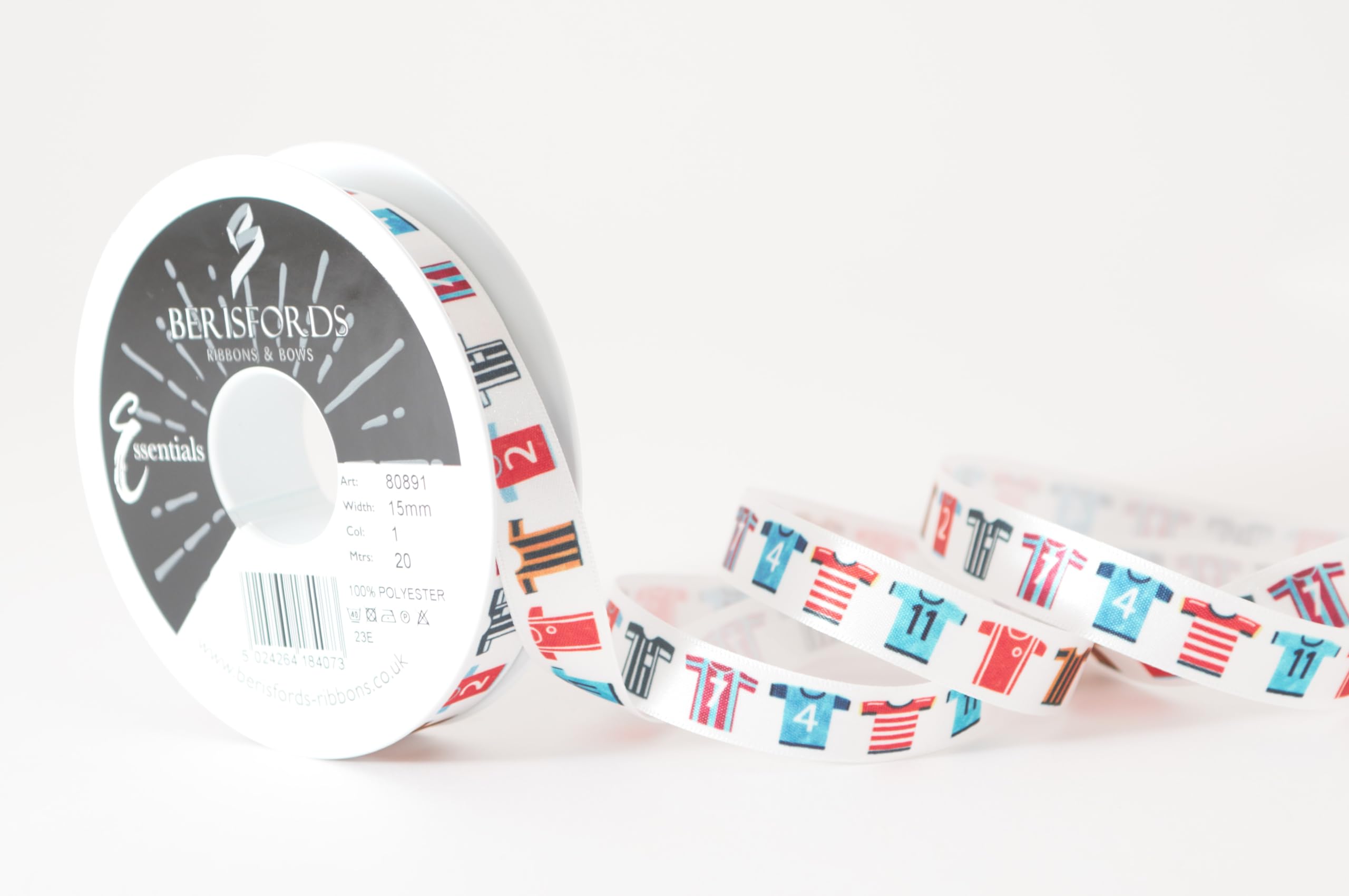 Berisfords Football Shirts Printed Taffeta Ribbon 25mm 20m Reel