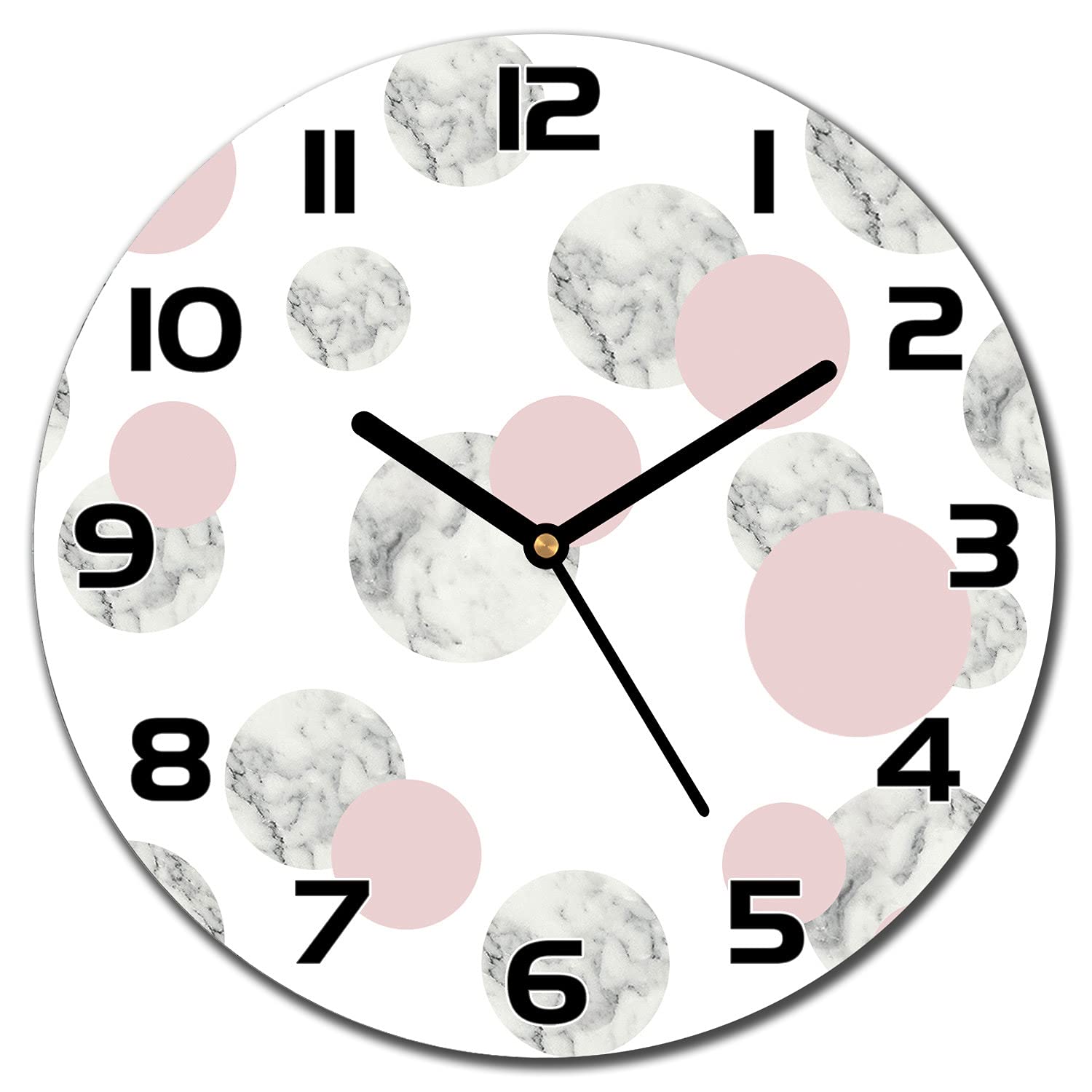 Horloge murale en verre 30 cm salon et cuisine motif marbre chic moderne