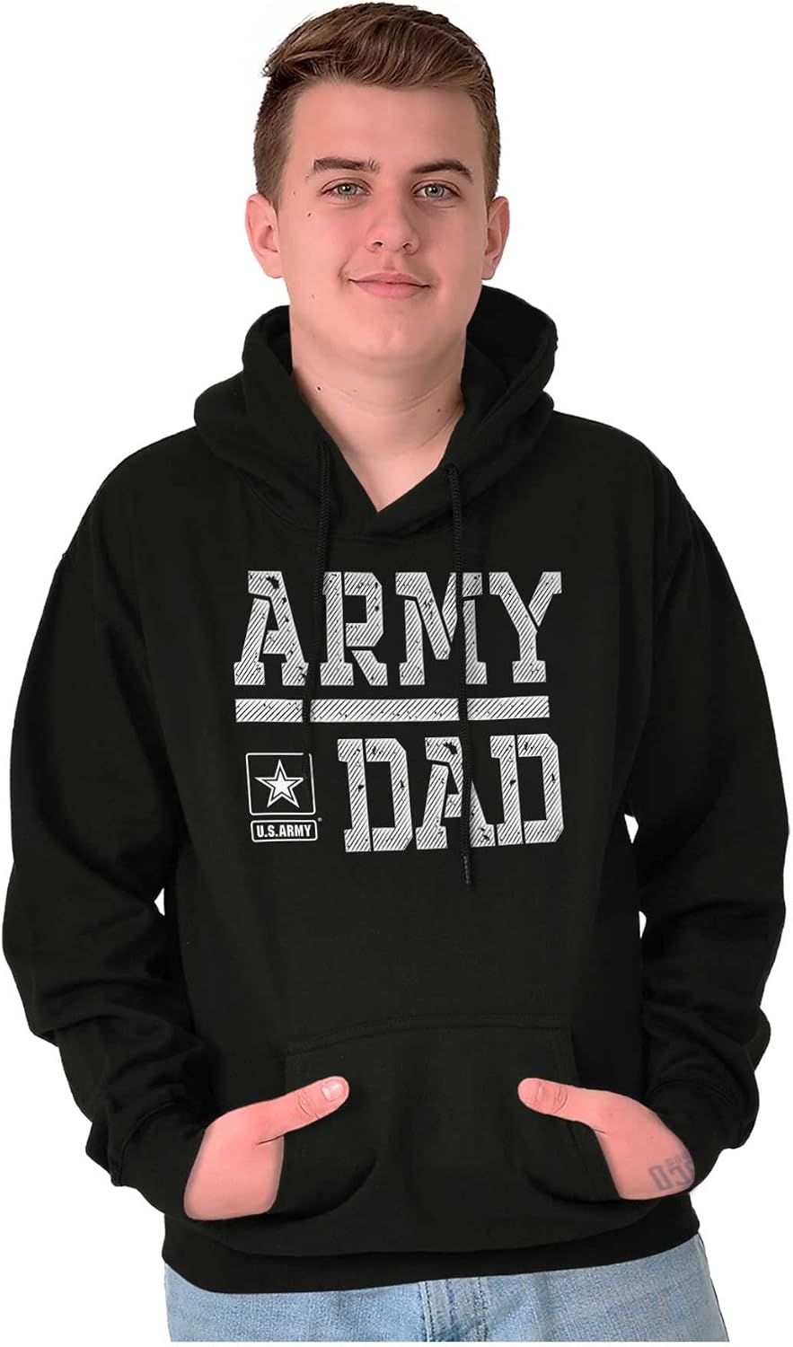 Brisco Brands US Army Dad Military Father Star Logo Hoodie Hooded Sweatshirt Men